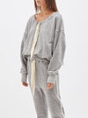 bassike gathered neck batwing sweat in grey marl