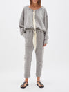 bassike gathered neck batwing sweat in grey marl