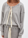 bassike gathered neck batwing sweat in grey marl