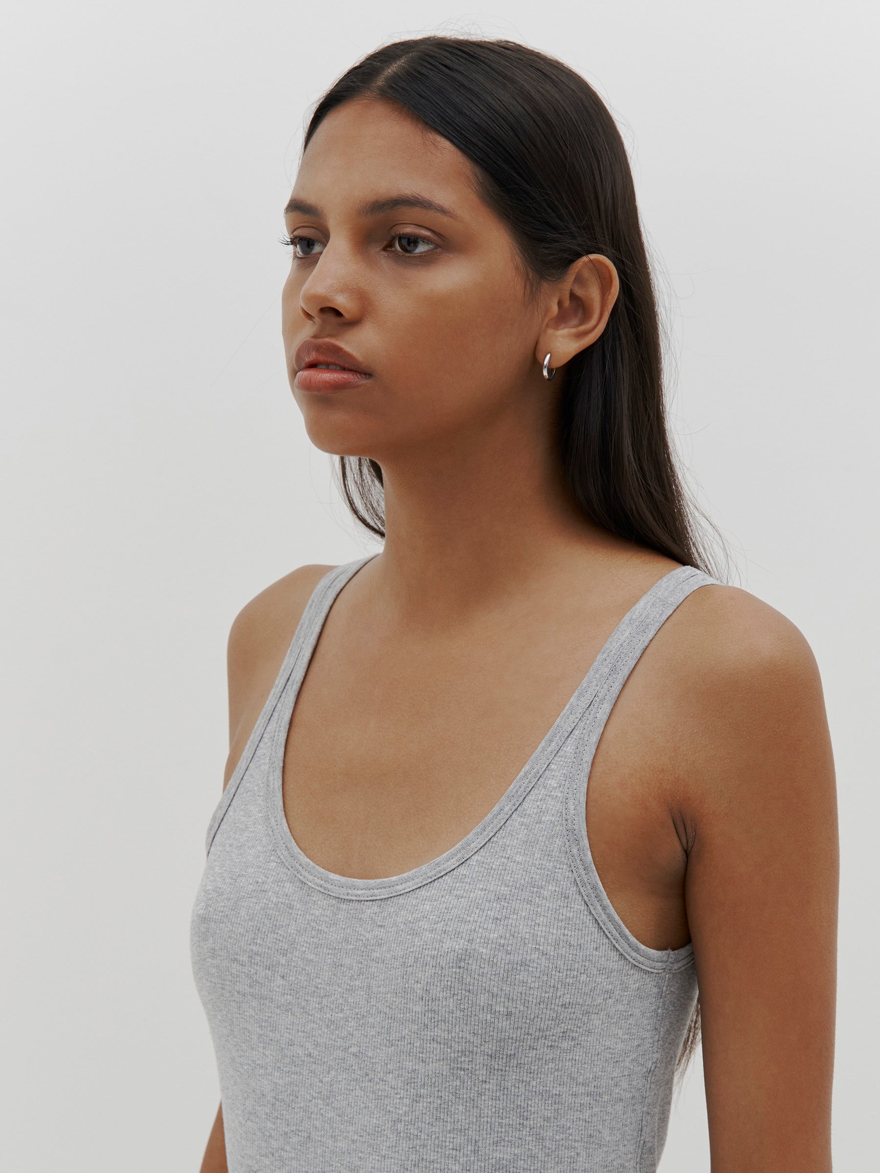 Jasmine Scoop Rib Tank - Crystal