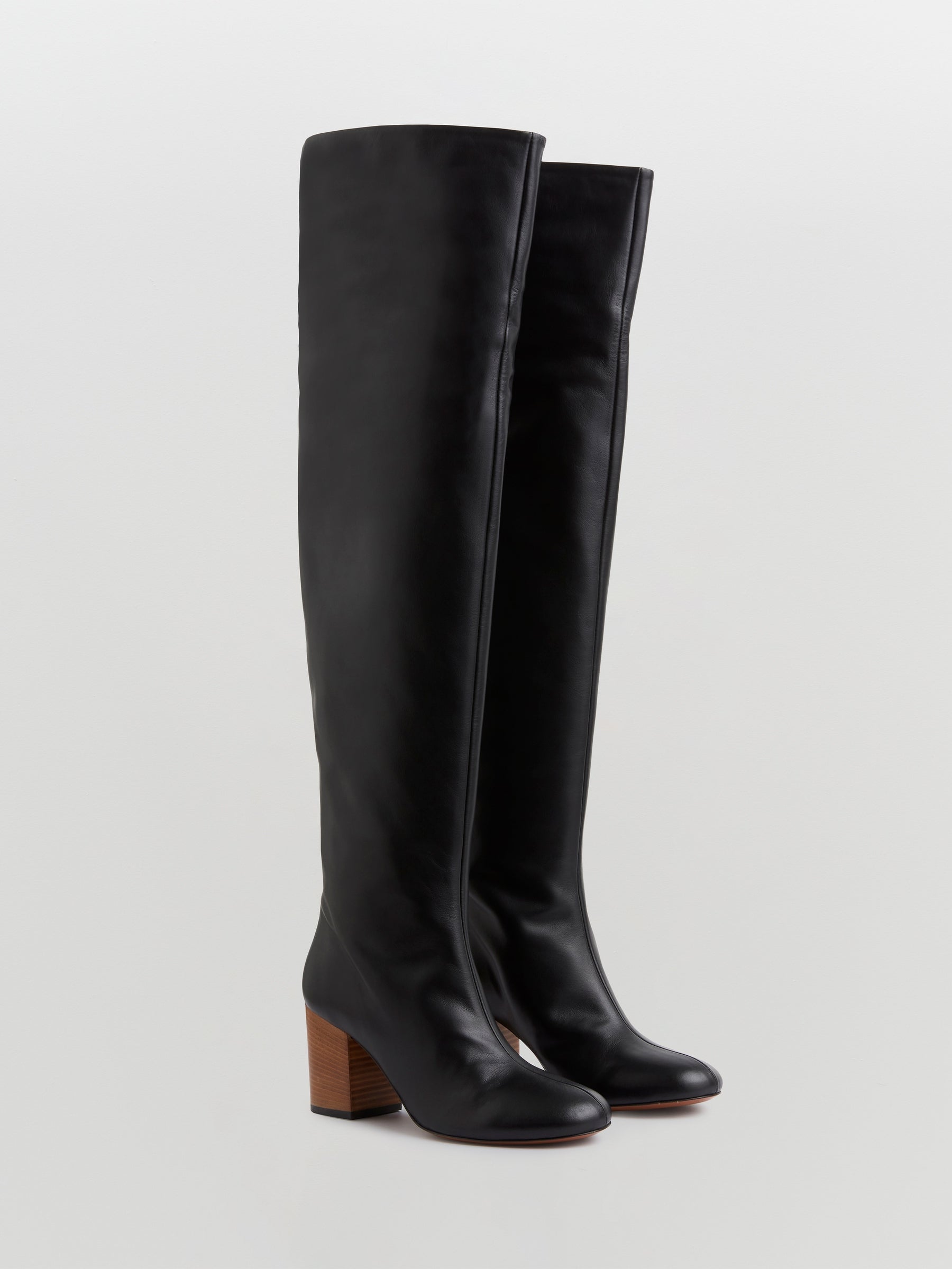 stacked heel high boot