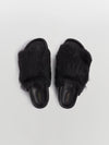 shearling platform slide