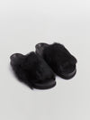 shearling platform slide