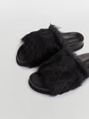 shearling platform slide