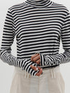 stripe slim roll neck t.shirt