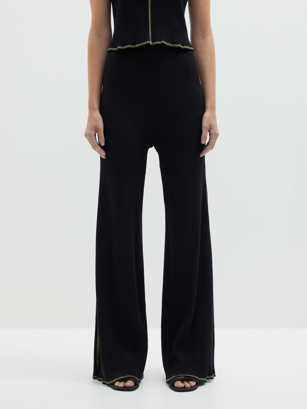 drapey rib straight leg pant