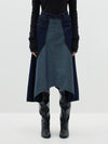 denim gusset detail skirt