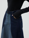 denim gusset detail skirt