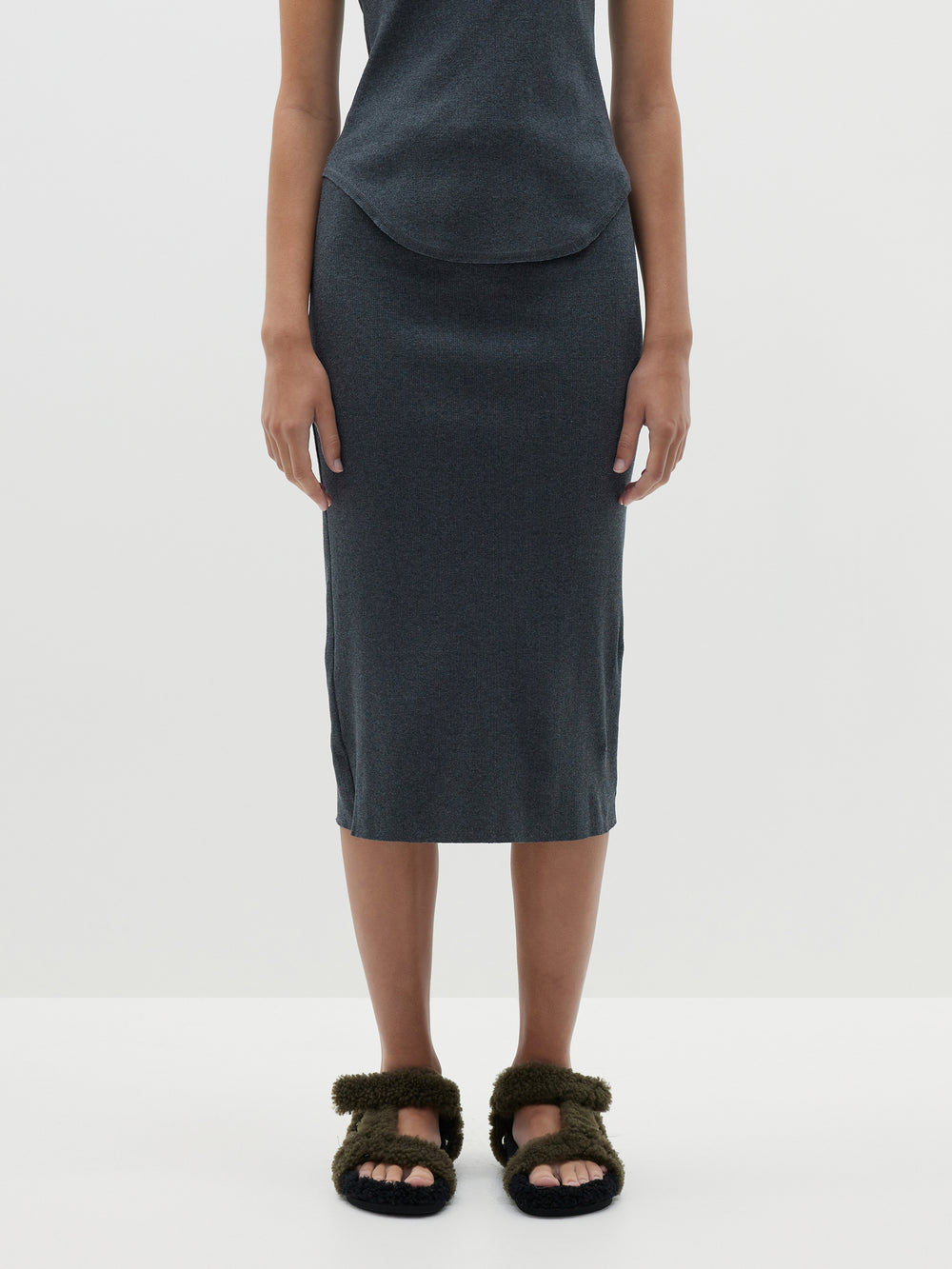 mini rib tubular skirt