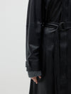 hooded leather trench coat