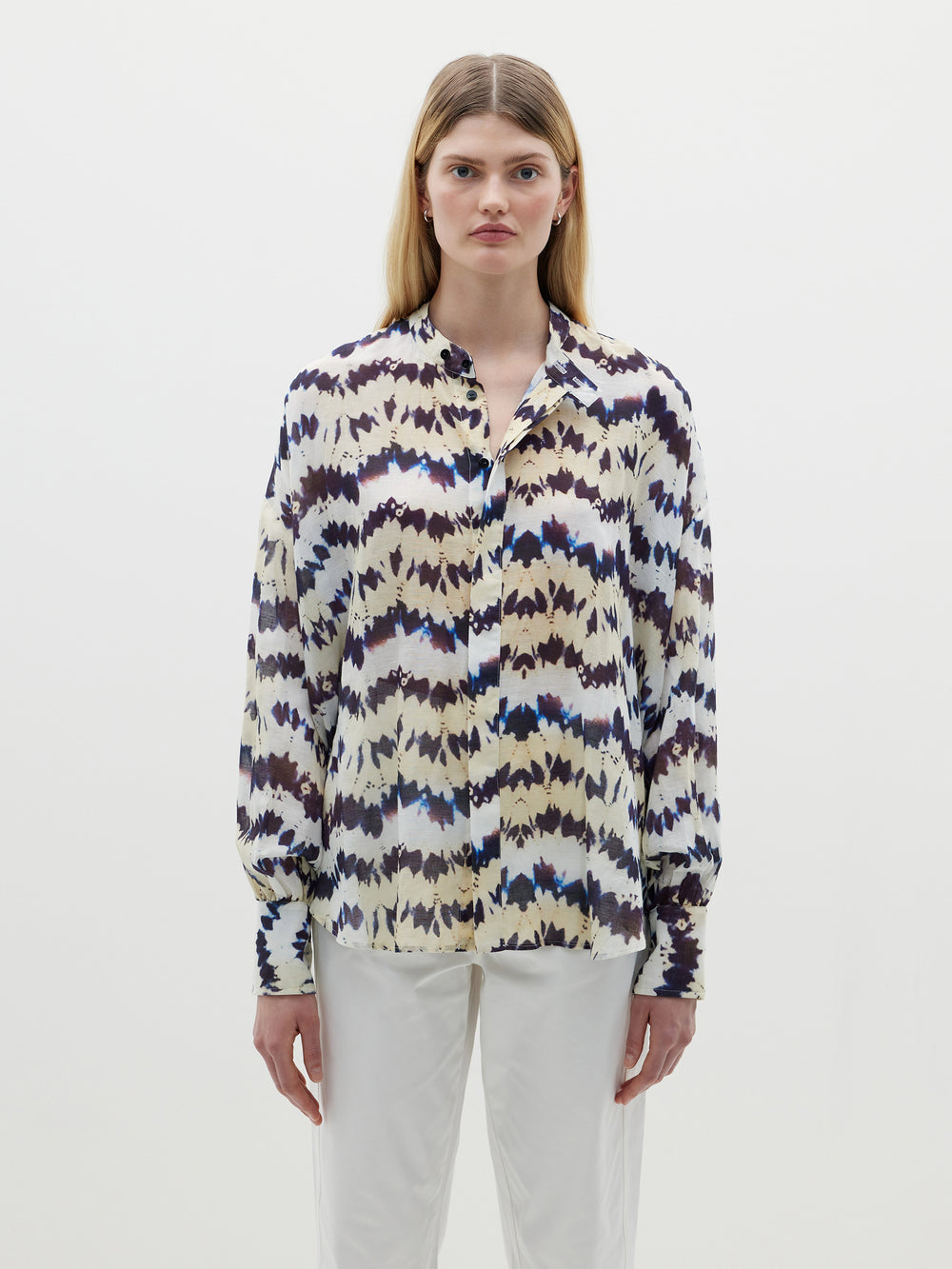 printed open neck shirt