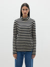 stripe funnel neck long sleeve shirt