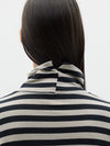stripe funnel neck long sleeve shirt