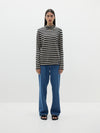 stripe funnel neck long sleeve shirt