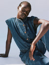 organic denim utility jumpsuit