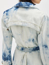 bleached shibori denim trench