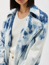 bleached shibori denim trench