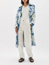 bleached shibori denim trench