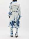 bleached shibori denim trench