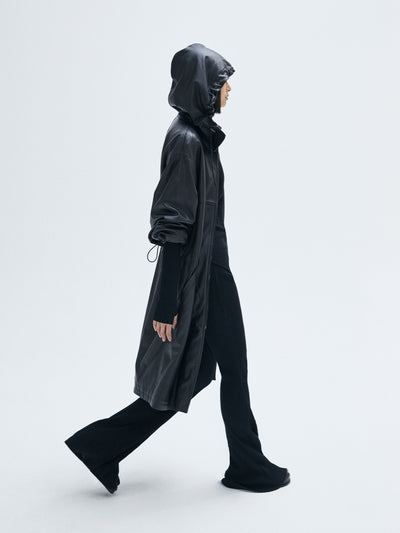 zip front leather anorak