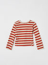 bassike mini stripe heritage long sleeve t.shirt in red-cedar-canvas