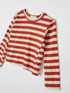 bassike mini stripe heritage long sleeve t.shirt in red-cedar-canvas