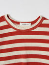 bassike mini stripe heritage long sleeve t.shirt in red-cedar-canvas