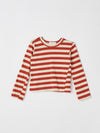 bassike mini stripe heritage long sleeve t.shirt in red-cedar-canvas