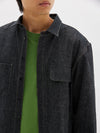 raw denim contrast shirt