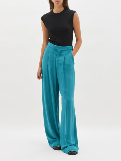 basketweave crepe pleated pant