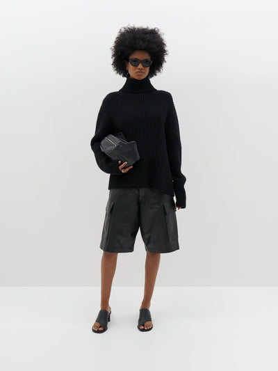 leather pocket detail short