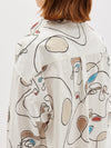 faces print cotton shirt dress