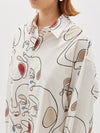 faces print cotton shirt dress