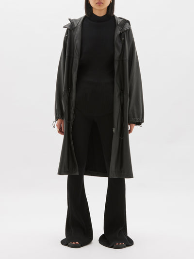 zip front leather anorak