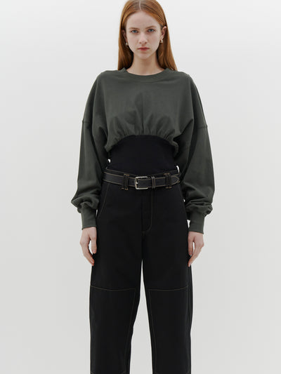 rib insert double jersey top