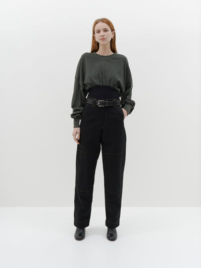 rib insert double jersey top