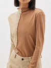 slim contrast front seam long sleeve t.shirt