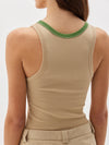 slim superfine rib contrast tank