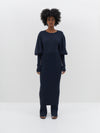 balloon sleeve knit midi dress