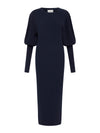 balloon sleeve knit midi dress
