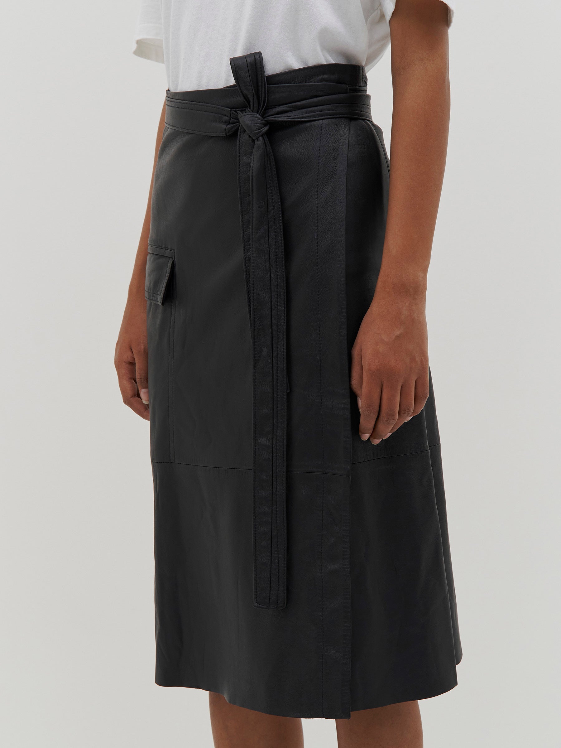 leather wrap skirt bassike
