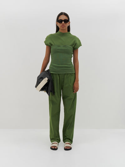 pleated cotton pull on pant