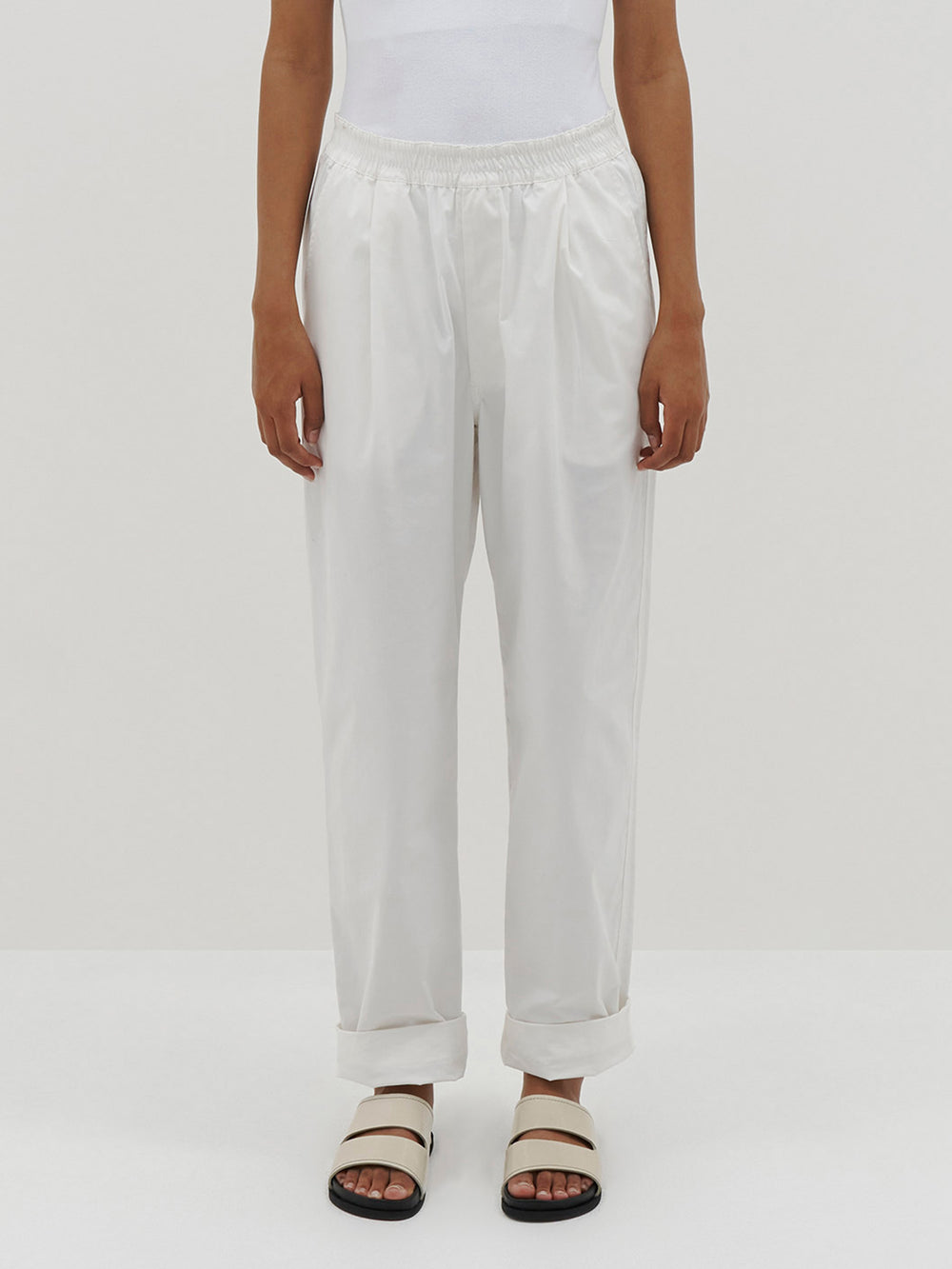 pleated cotton pull on pant