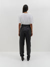 pleat front leather pant