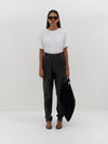 pleat front leather pant