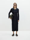 rib contrast long sleeve dress