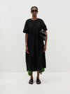 contrast gather balloon dress