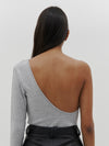 cut out one shoulder rib long sleeve top