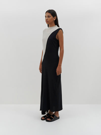 paneled raised neck tank dress