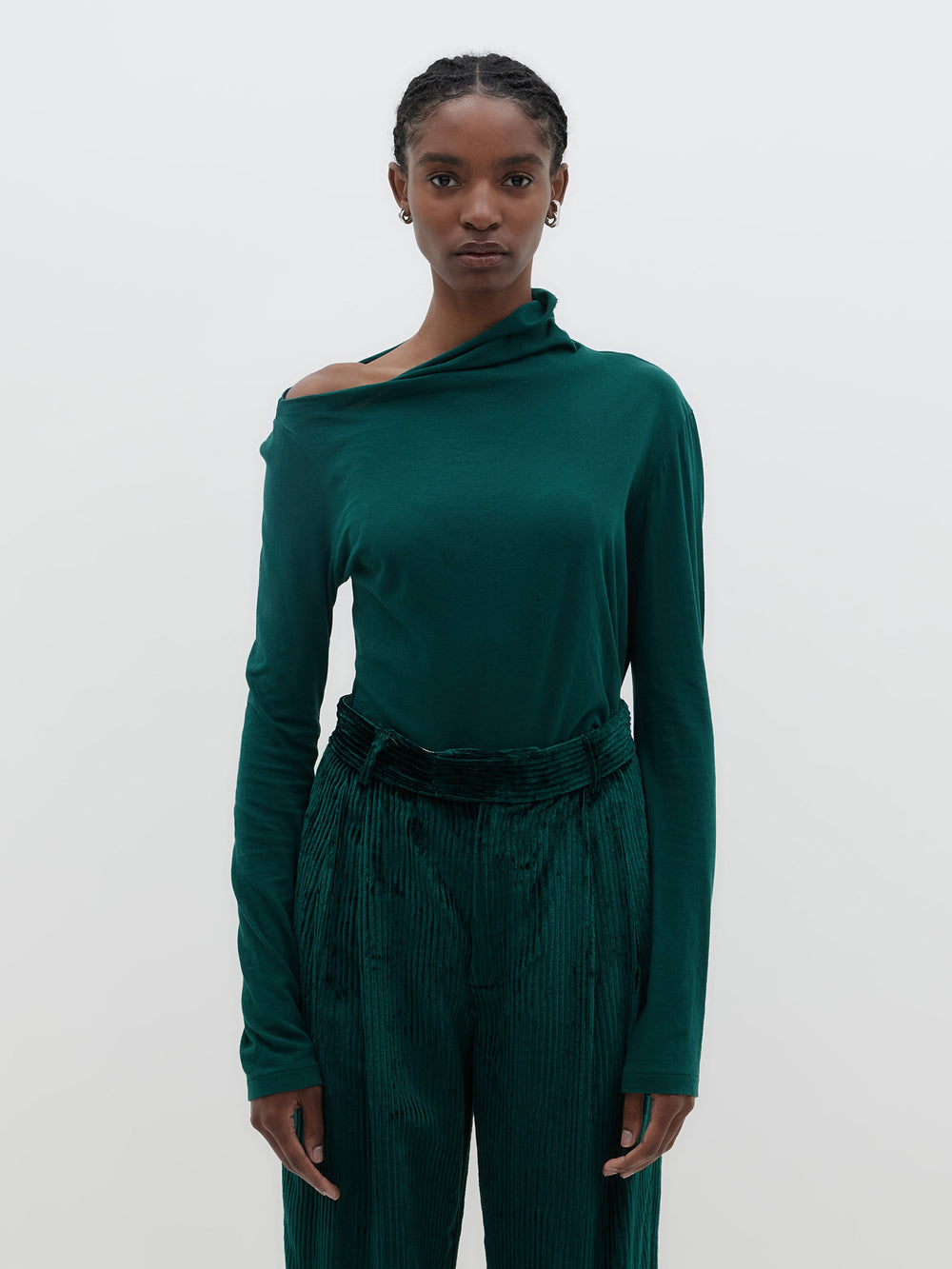 asymmetric neck long sleeve t.shirt